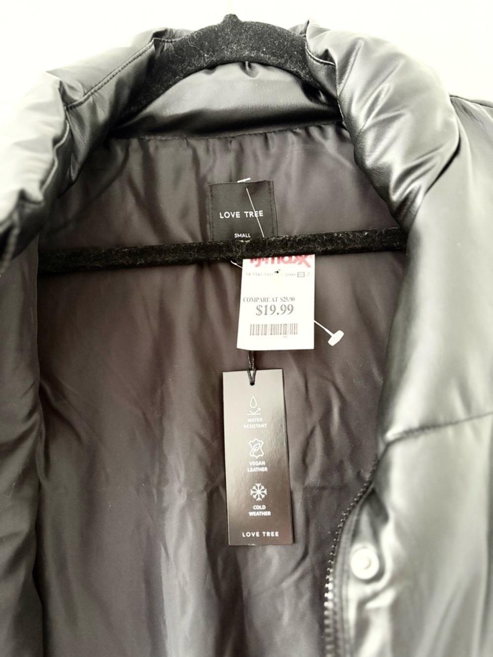 NWT Love Tree Cropped Black Leather Puffer Vest - Picture 3 of 3